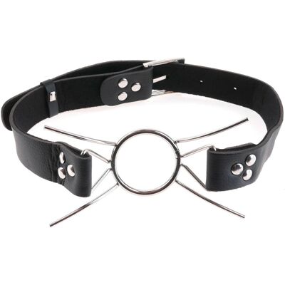 Nastavitelný BDSM dýchací roubík - Kov kůže Nastavitelný BDSM dýchací roubík - Kov kůže