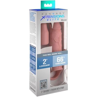 Fantasy X-Tensions 2 Extra Inch Siliconen Penisverlenging met Band - Flesh Pink Fantasy X-Tensions 2 Extra Inch Siliconen Penisverlenging met Band - Flesh Pink