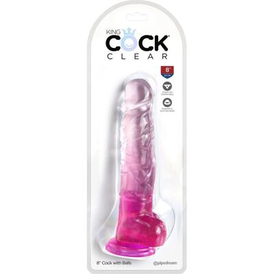 King Cock Clear 8 Pollici Palline - Vibratore Rosa Realistico King Cock Clear 8 Pollici Palline - Vibratore Rosa Realistico
