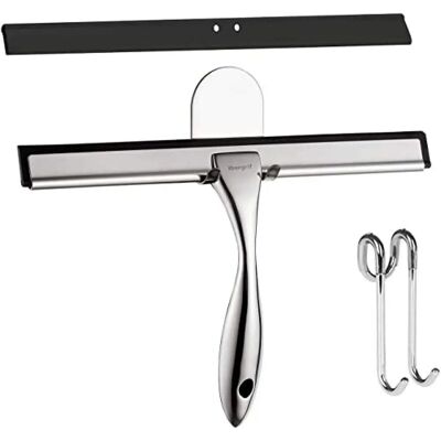 IBERGRIF M34101 - Stainless Steel Bathroom Glass Scraper - Bathroom Cleaning Tool IBERGRIF M34101 - Stainless Steel Bathroom Glass Scraper - Bathroom Cleaning Tool