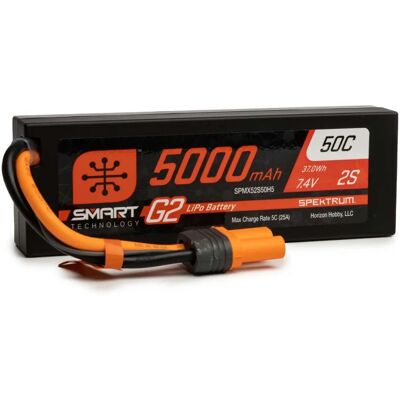 Batterie LiPo Smart G2 7.4V 5000mAh 2S de Spektrum - Pièce RC - Publicité Batterie LiPo Smart G2 7.4V 5000mAh 2S de Spektrum - Pièce RC - Publicité
