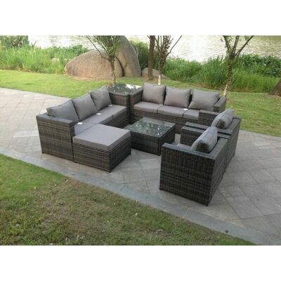 Fimous Dunkelgraues Gartenmöbel-Set - 9 Plätze Fimous Dunkelgraues Gartenmöbel-Set - 9 Plätze