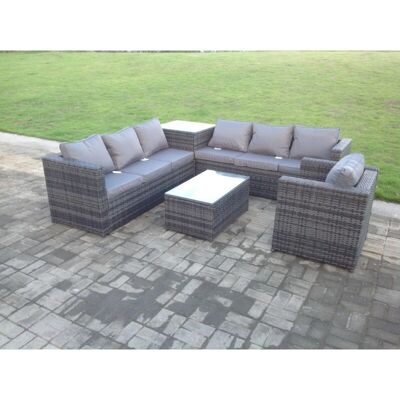 Fimous Dunkelgraues Rattan-Gartenmöbel-Set - Für den Außenbereich 7-Sitzer Fimous Dunkelgraues Rattan-Gartenmöbel-Set - Für den Außenbereich 7-Sitzer