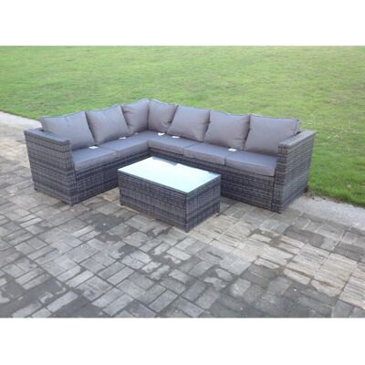 Fimous - L-förmiges Ecksofa aus Rattan mit rechteckigem Tisch - links - Rattan - Tisch - Garden furniture set Fimous - L-förmiges Ecksofa aus Rattan mit rechteckigem Tisch - links - Rattan - Tisch - Garden furniture set