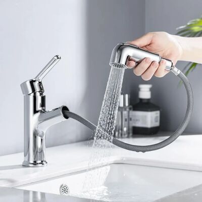 ONECE Robinet de salle de bain noir extensible avec douchette amovible - Robinet - Publicité ONECE Robinet de salle de bain noir extensible avec douchette amovible - Robinet - Publicité
