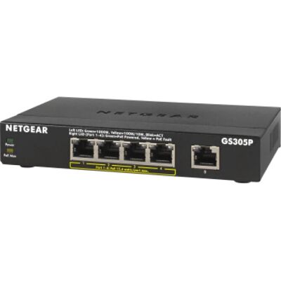 Netgear GS305Pv2 unmanaged Gigabit Ethernet Switch - PoE - Schwarz Netgear GS305Pv2 unmanaged Gigabit Ethernet Switch - PoE - Schwarz