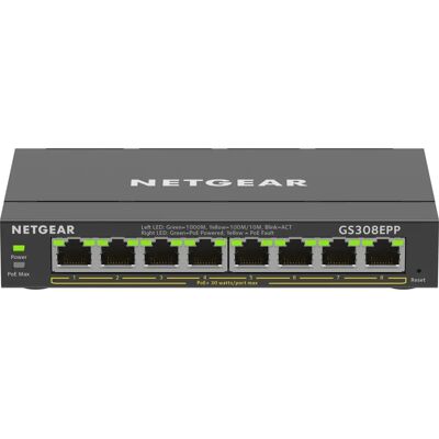 Netgear GS308EPP 8-Port Gigabit Ethernet Switch - Managed L2/L3 - Schwarz Netgear GS308EPP 8-Port Gigabit Ethernet Switch - Managed L2/L3 - Schwarz