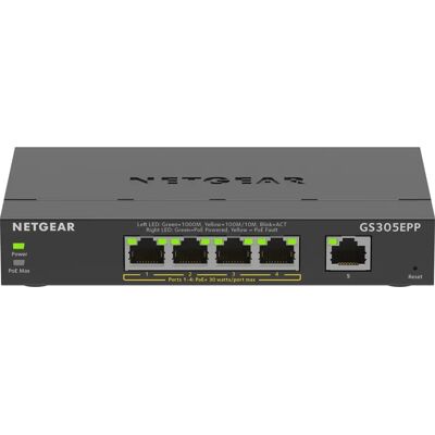 Netgear GS305EPP 5-Port Gigabit Ethernet Switch - Managed L2/L3 - PoE+ - Schwarz Netgear GS305EPP 5-Port Gigabit Ethernet Switch - Managed L2/L3 - PoE+ - Schwarz