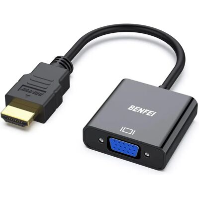 Adaptateur HDMI vers VGA plaqué or Benfei - pour ordinateur Adaptateur HDMI vers VGA plaqué or Benfei - pour ordinateur