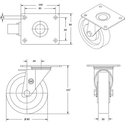 Roues-et-Roulettes.com - INOX Pivotantes 80mm Roues-et-Roulettes.com - INOX Pivotantes 80mm