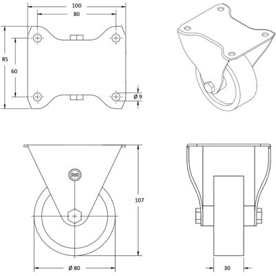 Roues-et-Roulettes.com - INOX 80mm - 80 mm - 540 kg - Roues à roulettes Roues-et-Roulettes.com - INOX 80mm - 80 mm - 540 kg - Roues à roulettes