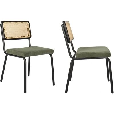 Homifab Paula Lot de 2 chaises en velours vert et métal - Chaise - Publicité Homifab Paula Lot de 2 chaises en velours vert et métal - Chaise - Publicité