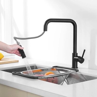 Cecipa Küchenarmatur mit herausziehbarem Brausekopf - 2 Strahlarten - Schwarz Cecipa Küchenarmatur mit herausziehbarem Brausekopf - 2 Strahlarten - Schwarz
