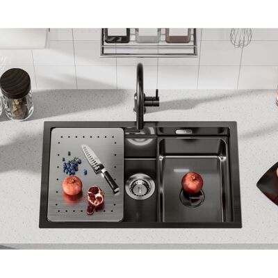 Cecipa Fregadero de Cocina - 70x44x21cm, Acero Inoxidable, Negro Cecipa Fregadero de Cocina - 70x44x21cm, Acero Inoxidable, Negro