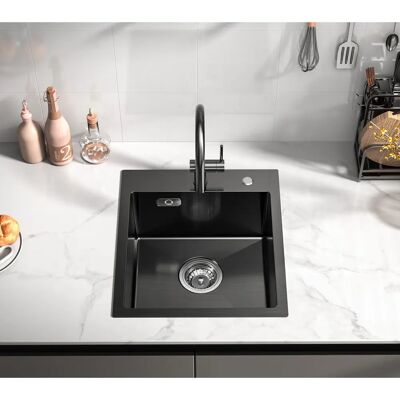 CECIPA - Lavello Cucina 1 Vasca 40×45 cm - Nero - Kitchen Sink CECIPA - Lavello Cucina 1 Vasca 40×45 cm - Nero - Kitchen Sink