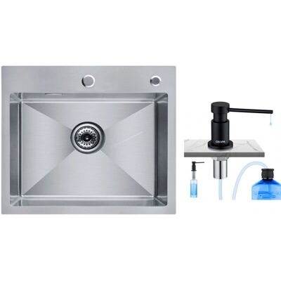 Fregadero de Cocina CECIPA - Acero Inoxidable, 50x45x18,5cm, Cuadrado, con Dispensador Fregadero de Cocina CECIPA - Acero Inoxidable, 50x45x18,5cm, Cuadrado, con Dispensador