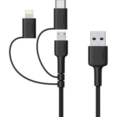 Aukey CB-BAL5 3-in-1 USB-Kabel - Schwarz Aukey CB-BAL5 3-in-1 USB-Kabel - Schwarz