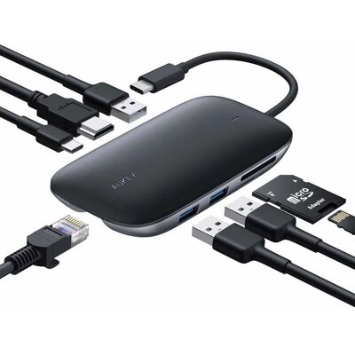AUKEY CB-C71 USB-C Hub 8-in-1 Ethernet HDMI Power 100W AUKEY CB-C71 USB-C Hub 8-in-1 Ethernet HDMI Power 100W