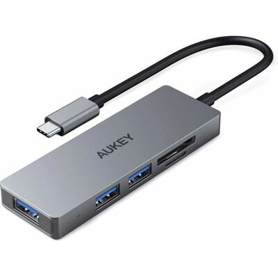 Station d'accueil AUKEY CB-C63 - Hub USB-A et USB-C - Lecteur de cartes SD/microSD Station d'accueil AUKEY CB-C63 - Hub USB-A et USB-C - Lecteur de cartes SD/microSD