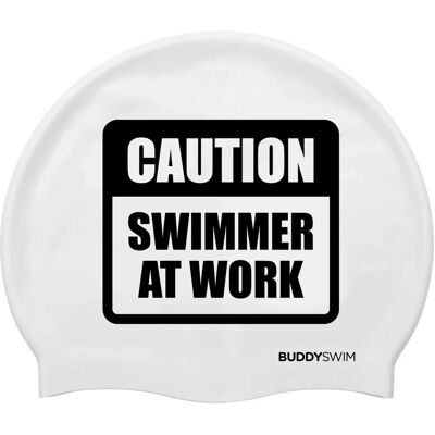 Bonnet de Natation en Silicone Buddyswim Caution Swimmer At Work - Bonnet de Natation - Publicité Bonnet de Natation en Silicone Buddyswim Caution Swimmer At Work - Bonnet de Natation - Publicité