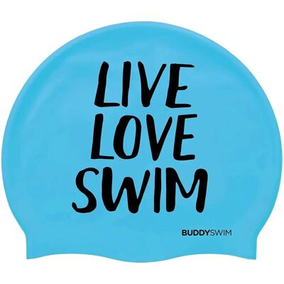 Bonnet de Natation en Silicone Buddyswim - Bleu - Unisexe - Bonnet de Natation - Publicité Bonnet de Natation en Silicone Buddyswim - Bleu - Unisexe - Bonnet de Natation - Publicité