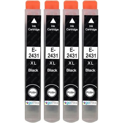 Go Inks Black Ink Cartridges - Epson T2431 Replacement - 4 Pack Go Inks Black Ink Cartridges - Epson T2431 Replacement - 4 Pack
