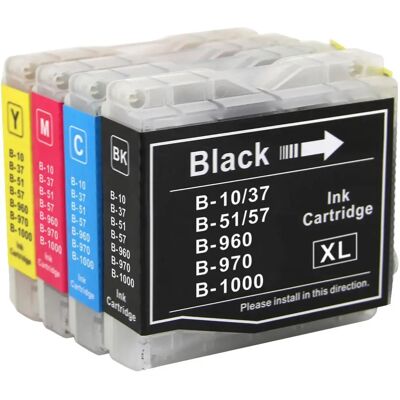 Cartouches d'encre Go Inks LC970 & LC1000 - Ensemble de 4 - Noir/Cyan/Magenta/Jaune - Fournitures d'imprimante - Publicité Cartouches d'encre Go Inks LC970 & LC1000 - Ensemble de 4 - Noir/Cyan/Magenta/Jaune - Fournitures d'imprimante - Publicité