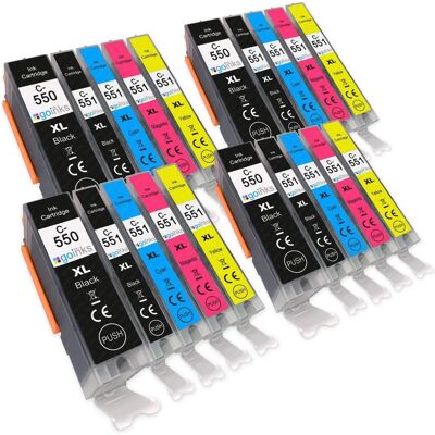 Ensemble de cartouches d'encre compatibles Go Inks PGI-550 & CLI-551, 20 pièces pour Canon Pixma - Publicité Ensemble de cartouches d'encre compatibles Go Inks PGI-550 & CLI-551, 20 pièces pour Canon Pixma - Publicité