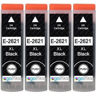 Go Inks Black Ink Cartridges - Replace Epson T2621 - 4 Pack - Compatible/non-OEM - For Epson Expression Premium Go Inks Black Ink Cartridges - Replace Epson T2621 - 4 Pack - Compatible/non-OEM - For Epson Expression Premium