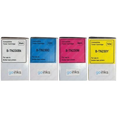 Go Inks Black Cyan Magenta Yellow Laser Toner Cartridges - Brother TN230 Replacement Go Inks Black Cyan Magenta Yellow Laser Toner Cartridges - Brother TN230 Replacement