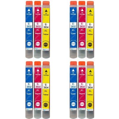 Cartouches d'encre Cyan/Magenta/Jaune Go Inks - Compatible Epson T2636 - Pack de 12 - Publicité Cartouches d'encre Cyan/Magenta/Jaune Go Inks - Compatible Epson T2636 - Pack de 12 - Publicité