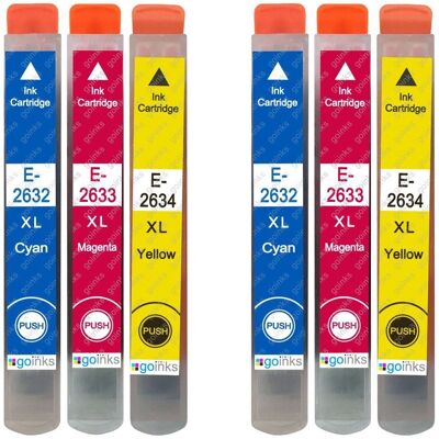 Go Inks 2 Ensemble de 3 Cartouches d'Encre - Cyan/Magenta/Jaune - Cartouches pour Epson T2636 - Publicité Go Inks 2 Ensemble de 3 Cartouches d'Encre - Cyan/Magenta/Jaune - Cartouches pour Epson T2636 - Publicité