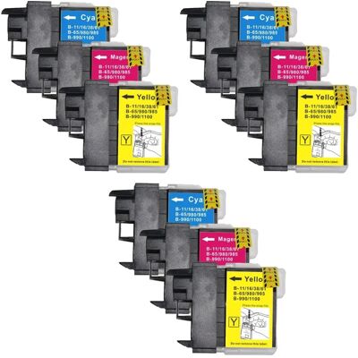 Go Inks Compatible LC980 & LC1100 C/M/Y Ink Cartridges - 9 Pack Go Inks Compatible LC980 & LC1100 C/M/Y Ink Cartridges - 9 Pack