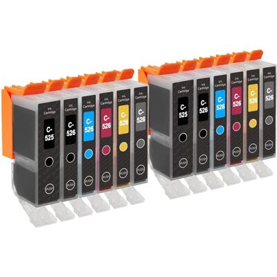 Canon PGI-525 & CLI-526 Ink Cartridges - 12 Pack - Black/Cyan/Magenta/Yellow/Grey Canon PGI-525 & CLI-526 Ink Cartridges - 12 Pack - Black/Cyan/Magenta/Yellow/Grey