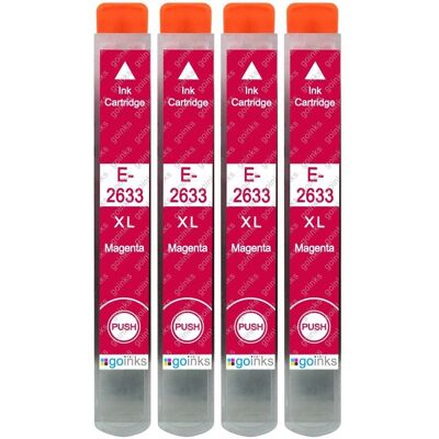 Cartouches d'encre magenta Go Inks - Remplacement pour Epson T2633 - Pack de 4 - Publicité Cartouches d'encre magenta Go Inks - Remplacement pour Epson T2633 - Pack de 4 - Publicité