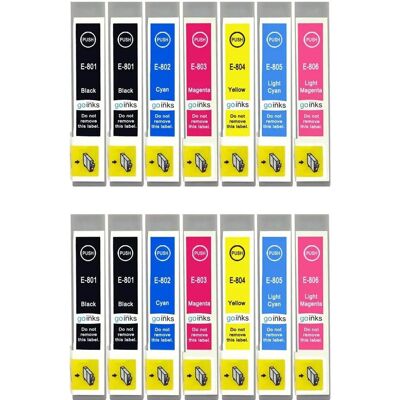 Go Inks 2 Ensemble de 6 +cartouches d'encre noire supplémentaires - Compatible Epson T0807+T801 - Publicité Go Inks 2 Ensemble de 6 +cartouches d'encre noire supplémentaires - Compatible Epson T0807+T801 - Publicité