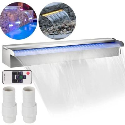 Vevor - Edelstahl Teich Wasserfall - 60cm Kaskaden Wandbrunnen mit LED Vevor - Edelstahl Teich Wasserfall - 60cm Kaskaden Wandbrunnen mit LED