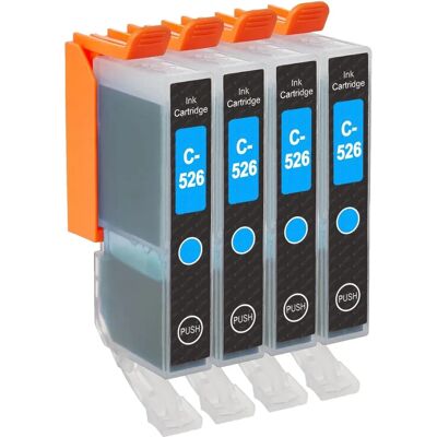 Cartouche d'encre Cyan compatible CLI-526C - Pack de 4 - Publicité Cartouche d'encre Cyan compatible CLI-526C - Pack de 4 - Publicité