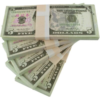 Argent de jeu Northix - 5 dollars US - 100 billets - Publicité Argent de jeu Northix - 5 dollars US - 100 billets - Publicité