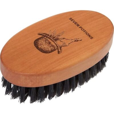 Brosse à barbe en poils de sanglier de première coupe Seven Potions - En bois de poire - Publicité Brosse à barbe en poils de sanglier de première coupe Seven Potions - En bois de poire - Publicité