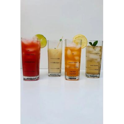 Kikkerland Tall Bartending Glasses - Set of 4 - Cocktail Recipes Kikkerland Tall Bartending Glasses - Set of 4 - Cocktail Recipes