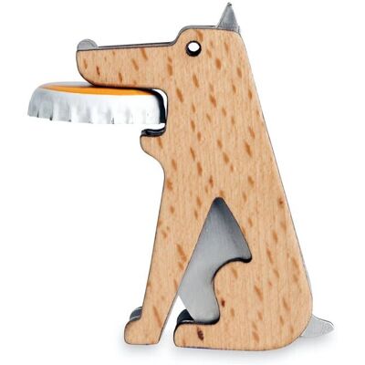 Kikkerland Kikkerland Fetch Dog Magnetic Bottle Opener - Stainless steel, Wood - Bottle opener Kikkerland Kikkerland Fetch Dog Magnetic Bottle Opener - Stainless steel, Wood - Bottle opener