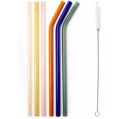 Kikkerland Reusable Glass Straws - Set of 6 Kikkerland Reusable Glass Straws - Set of 6