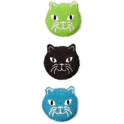 Kikkerland CU280 Esponja Gato - Conjunto de 3 - Cores Sortidas - Limpeza de Cozinha Kikkerland CU280 Esponja Gato - Conjunto de 3 - Cores Sortidas - Limpeza de Cozinha