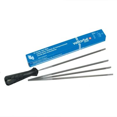 Ensemble de lime VALLORBE pour tronçonneuse 12pcs - 5,2mm, pas 3/8 - Publicité Ensemble de lime VALLORBE pour tronçonneuse 12pcs - 5,2mm, pas 3/8 - Publicité
