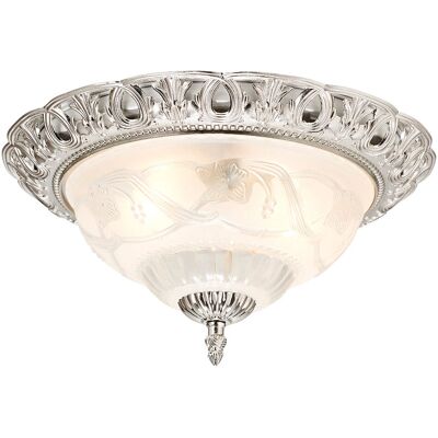 Happy Homewares - Traditional Satin Nickel - Floral Glass - Indoor - Ceiling Light Happy Homewares - Traditional Satin Nickel - Floral Glass - Indoor - Ceiling Light
