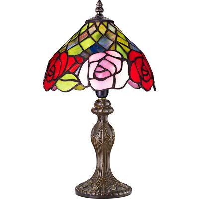 Happy Homewares - Tiffany Table Lamp - Red Rose - Lamp Happy Homewares - Tiffany Table Lamp - Red Rose - Lamp