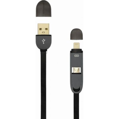 Sbox USB 2IN1B USB-Kabel - 1m, Schwarz, USB 2.0, Micro-USB B/Lightning Sbox USB 2IN1B USB-Kabel - 1m, Schwarz, USB 2.0, Micro-USB B/Lightning