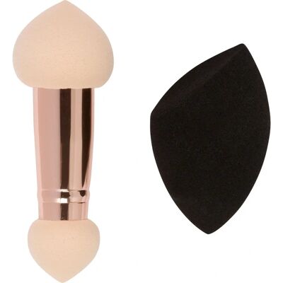 Esponja de maquillaje facial CALA 76290 - Doble mezclador y esponja - Negro y Rosa Esponja de maquillaje facial CALA 76290 - Doble mezclador y esponja - Negro y Rosa