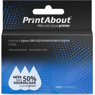 PrintAbout Epson T580 Mehrfarbige Tintenpatronen - Packung mit 9 - Druckerpatrone für Epson PrintAbout Epson T580 Mehrfarbige Tintenpatronen - Packung mit 9 - Druckerpatrone für Epson